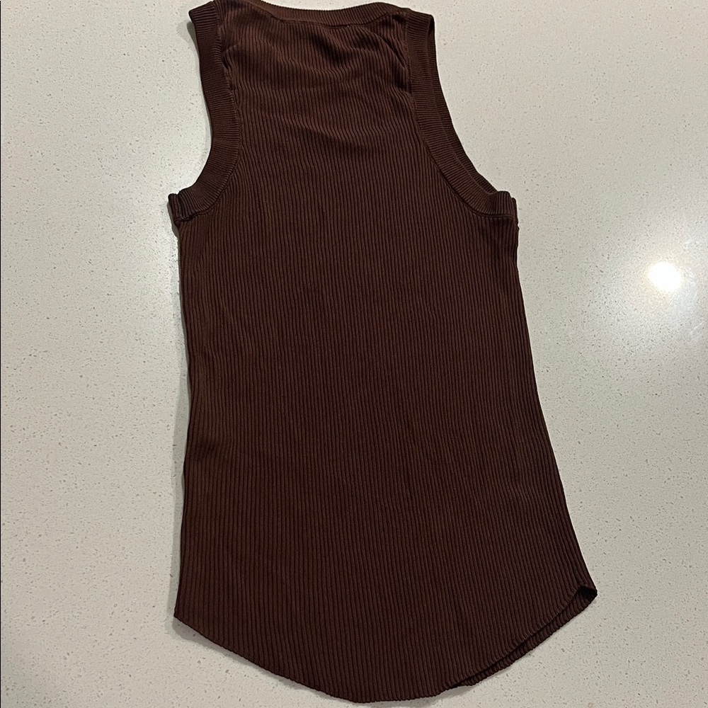 Zara Chocolate Ribbed Tank Top - Picture 6 of 11